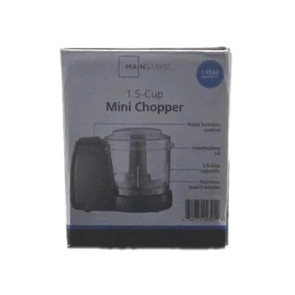 Mainstays 1.5 Cup, One-Touch Pulse , Mini Food Chopper, Black